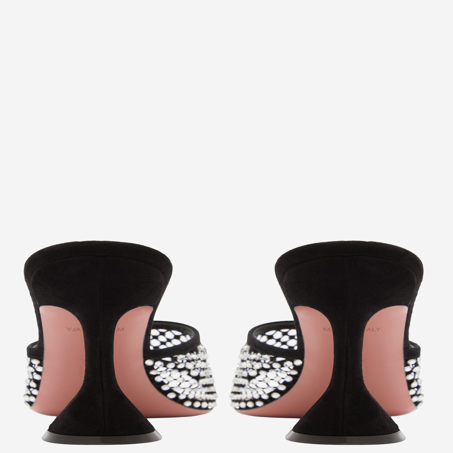 [Amina Muaddi] Pumps SS26 LUPITACRYSTALNETSLIPPER70BLACKWHITE