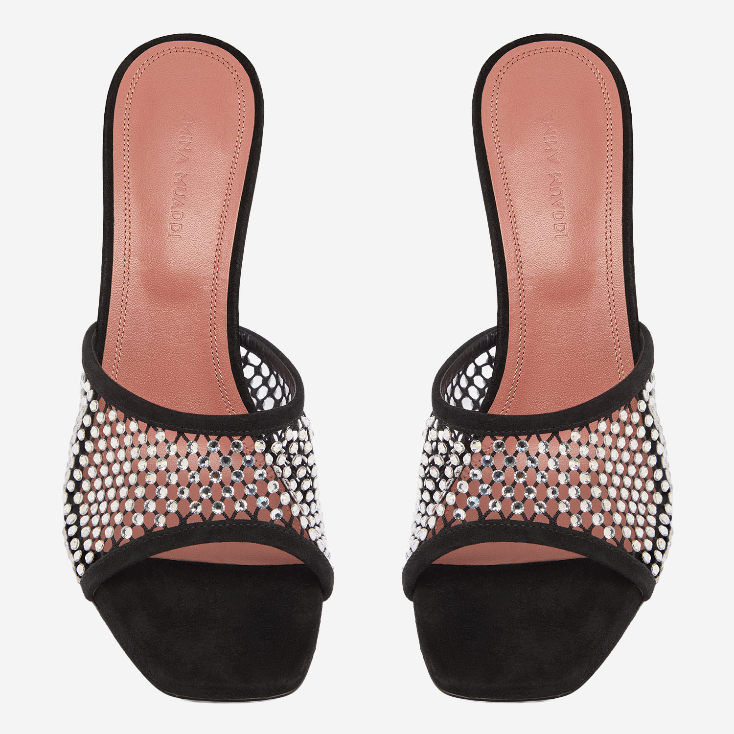 [Amina Muaddi] Pumps SS26 LUPITACRYSTALNETSLIPPER70BLACKWHITE