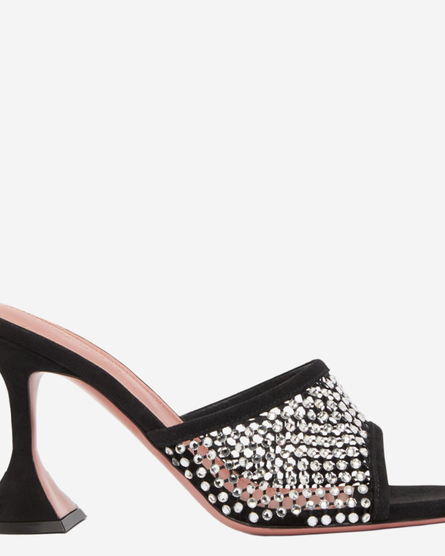[Amina Muaddi] Pumps SS26 LUPITACRYSTALNETSLIPPER70BLACKWHITE