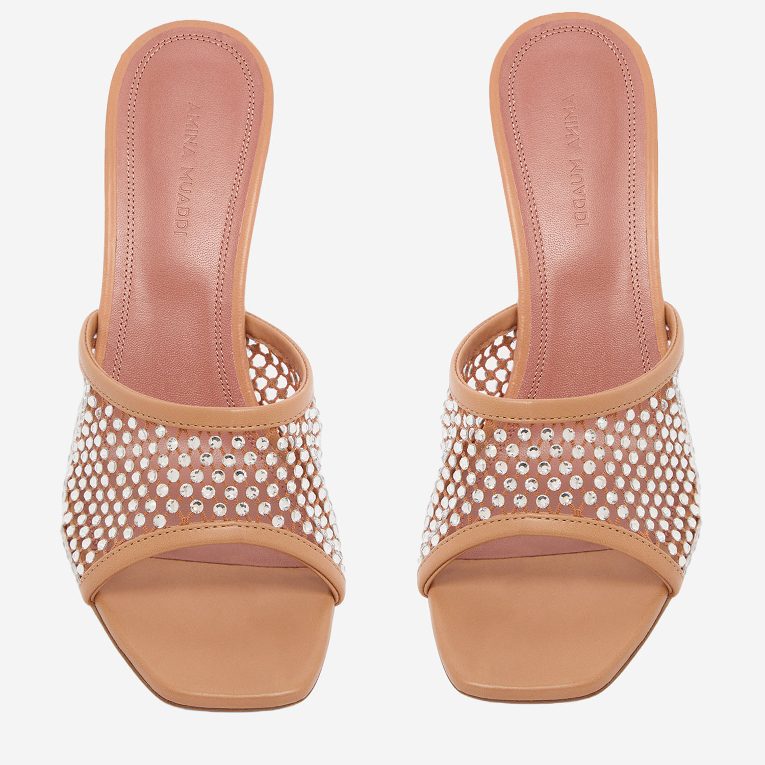 [Amina Muaddi] Pumps SS26 LUPITACRYSTALNETSLIPPER70LATTEWHITE