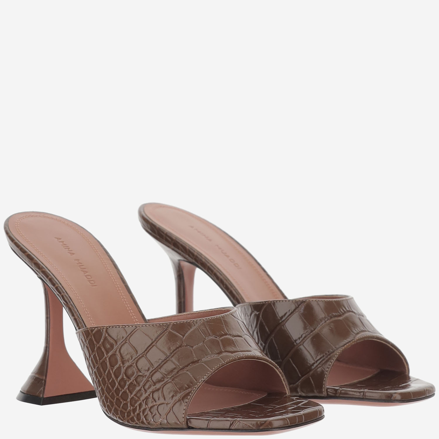 [Amina Muaddi] Pumps SS26 LUPITASLIPPER95BROWNPRINTEDCROC