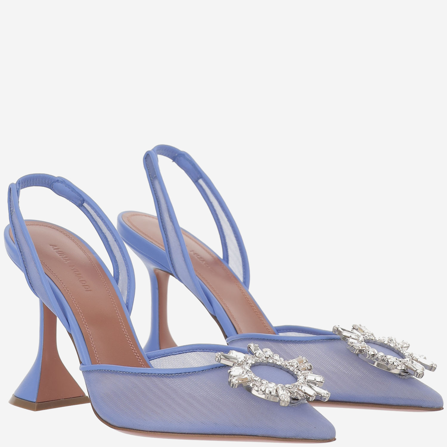[Amina Muaddi] Pumps SS26 BEGUMMESHSLING95BABYBLUEMESH