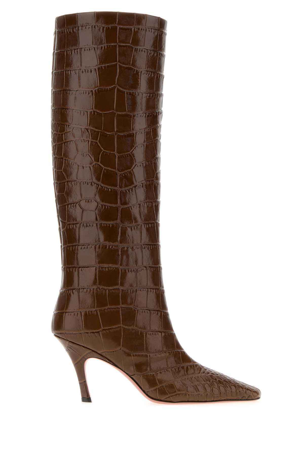 [Amina Muaddi] Boots SS26 MONABOOT80 BROWNPRINTE