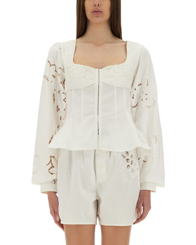 [MARINE SERRE] Shirts Long Sleeve SS25 WSI028A_UWOV0007WH10