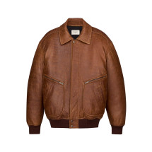 [Saint Laurent] Leather Jacket FW26 858313YCSX22800 BRUN CHENE MARRON TE