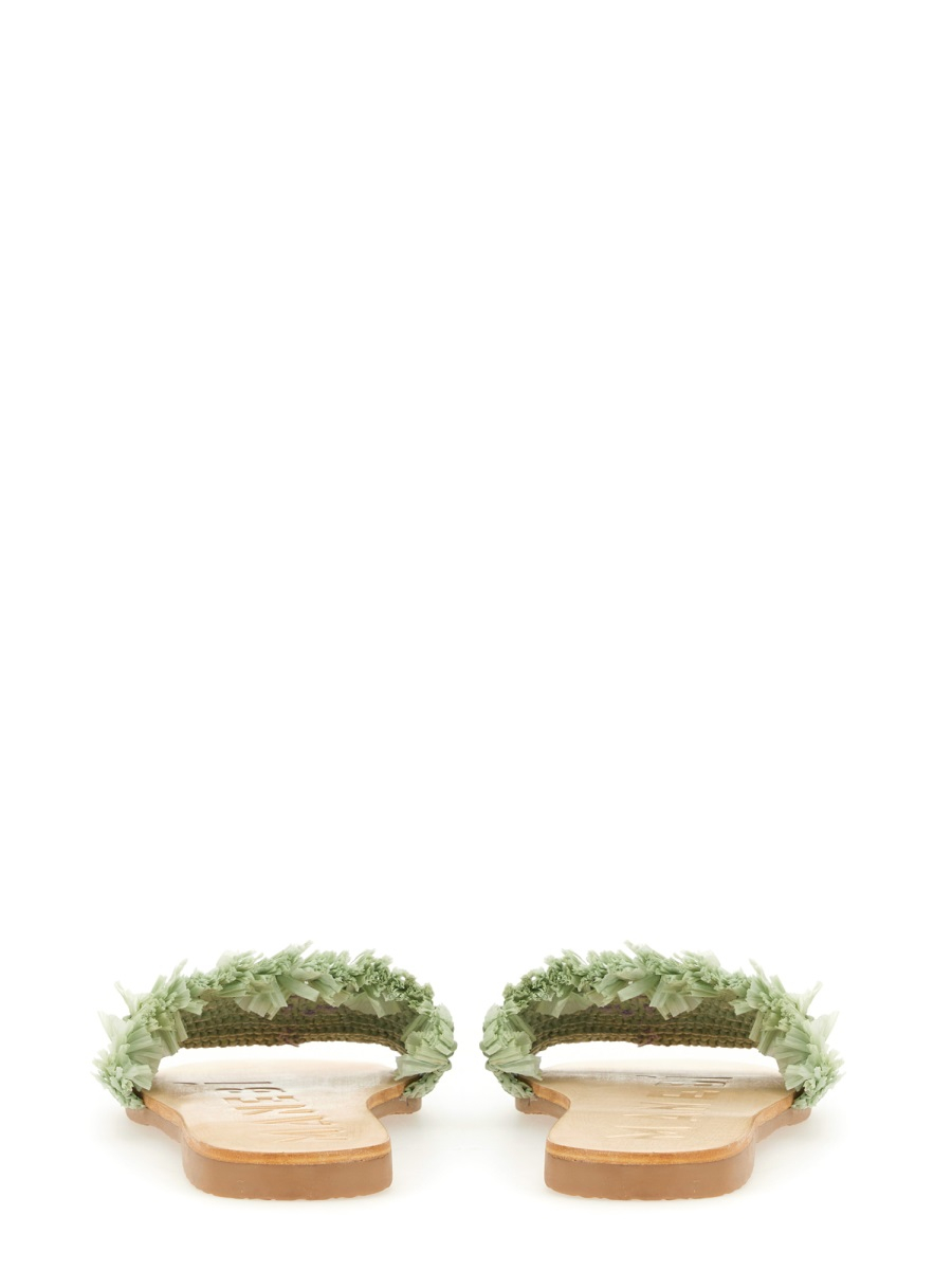 [MANEBI] Sandals SS24 P5.6Y0_FRINGEDKNOTSRAFFIASAGEWITHWISTERIALILACPALM
