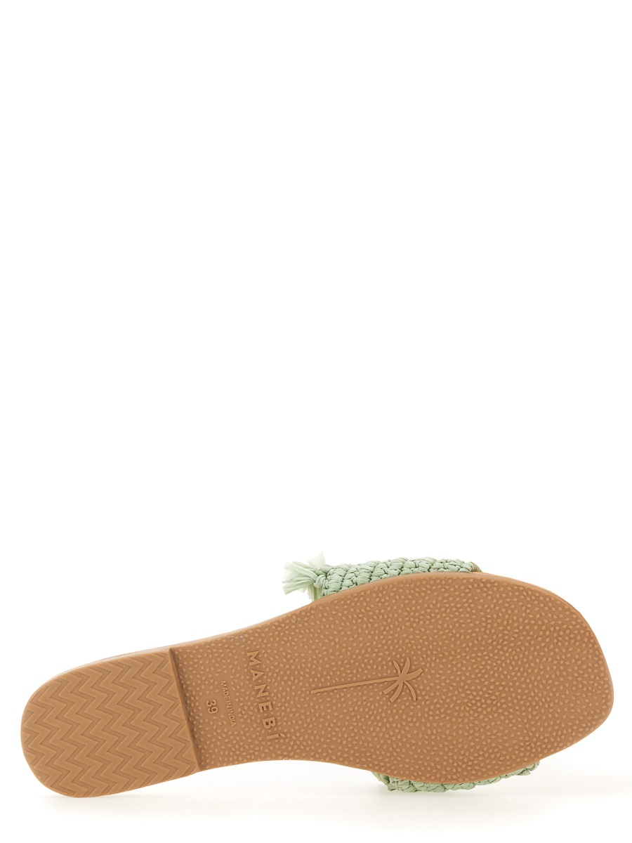 [MANEBI] Sandals SS24 P5.6Y0_FRINGEDKNOTSRAFFIASAGEWITHWISTERIALILACPALM