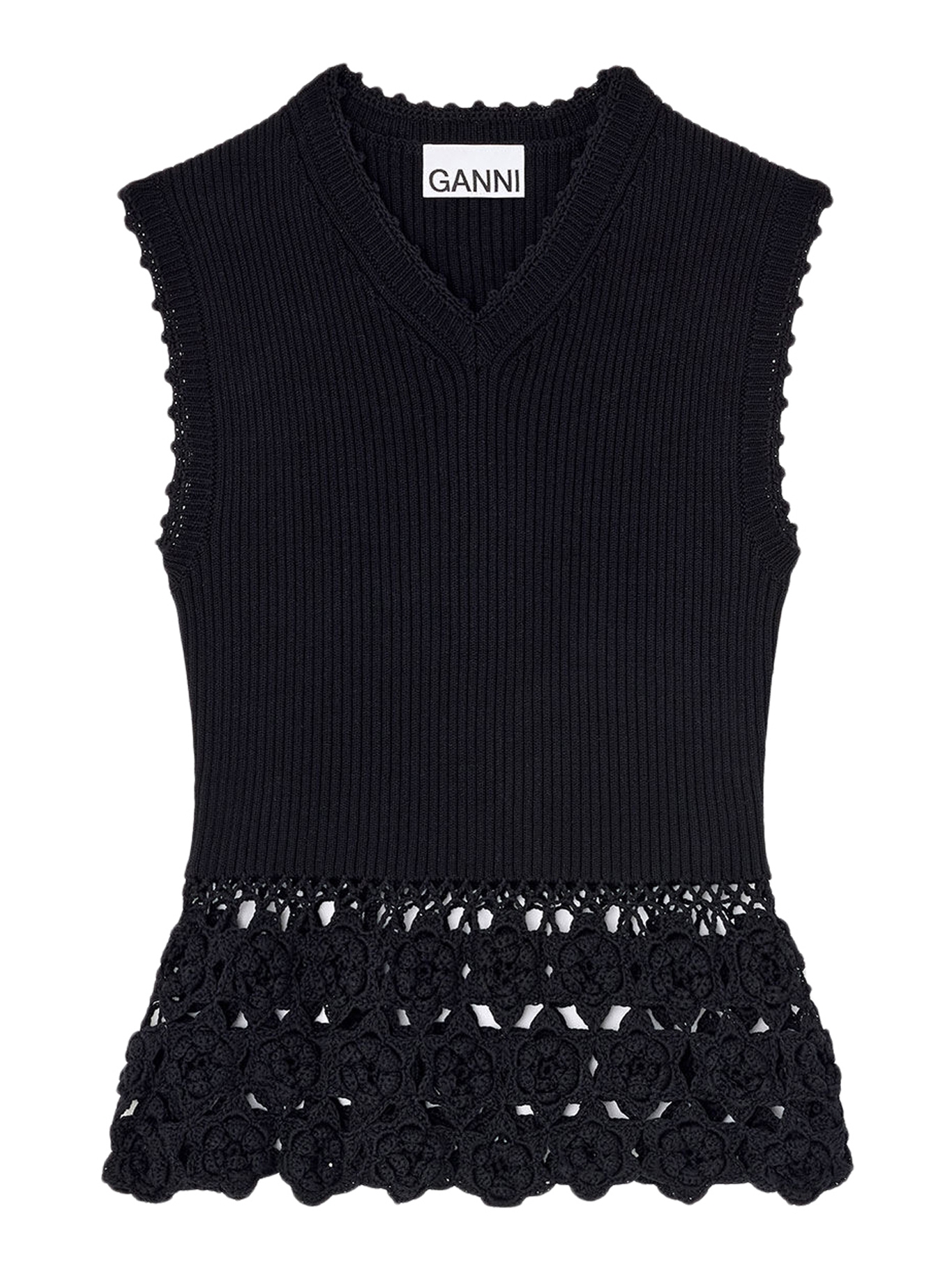 [GANNI] T-shirts Sleeveless SS26 A1070251099 BLACK