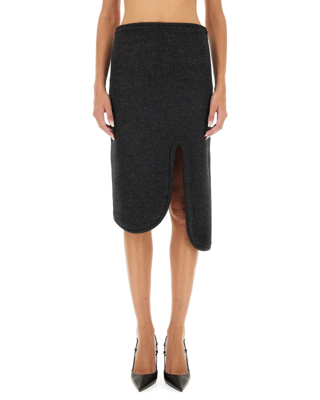 [VICTORIA BECKHAM] Midi skirt FW24 1424WSK005815A_CHARCOAL