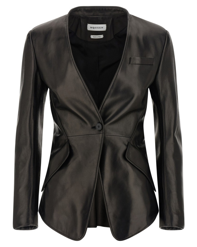 [McQueen] Leather Jacket FW25 840138Q5AML1000