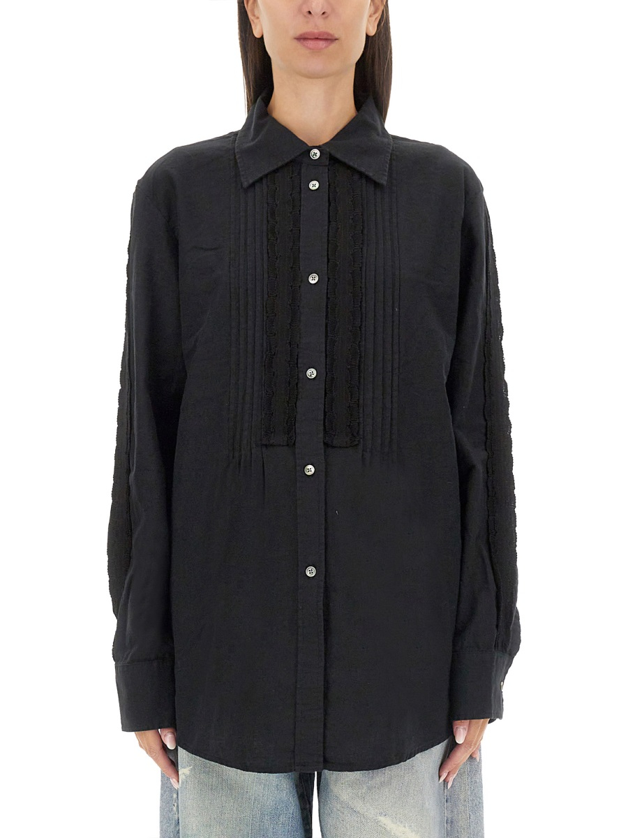 [Our Legacy] Shirts Long Sleeve FW24 W4242SBK_PLEATEDBLACKKITCHENWEAVE