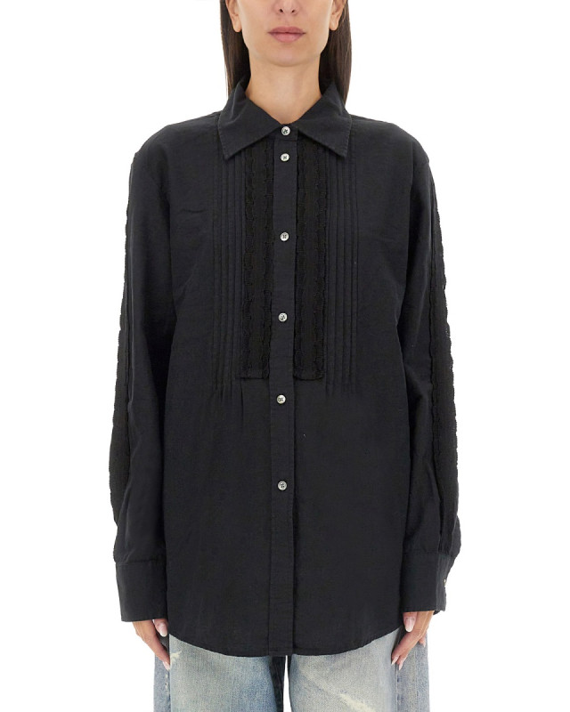 [Our Legacy] Shirts Long Sleeve FW24 W4242SBK_PLEATEDBLACKKITCHENWEAVE