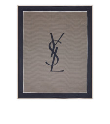 [Saint Laurent] Scarf FW26 8221383Y0394178 NAVY IVORY