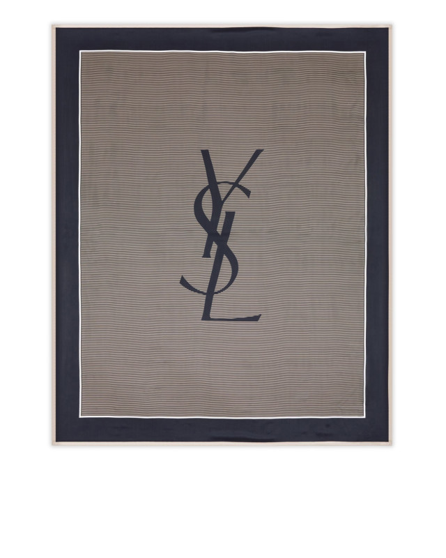 [Saint Laurent] Scarf FW26 8221383Y0394178 NAVY IVORY