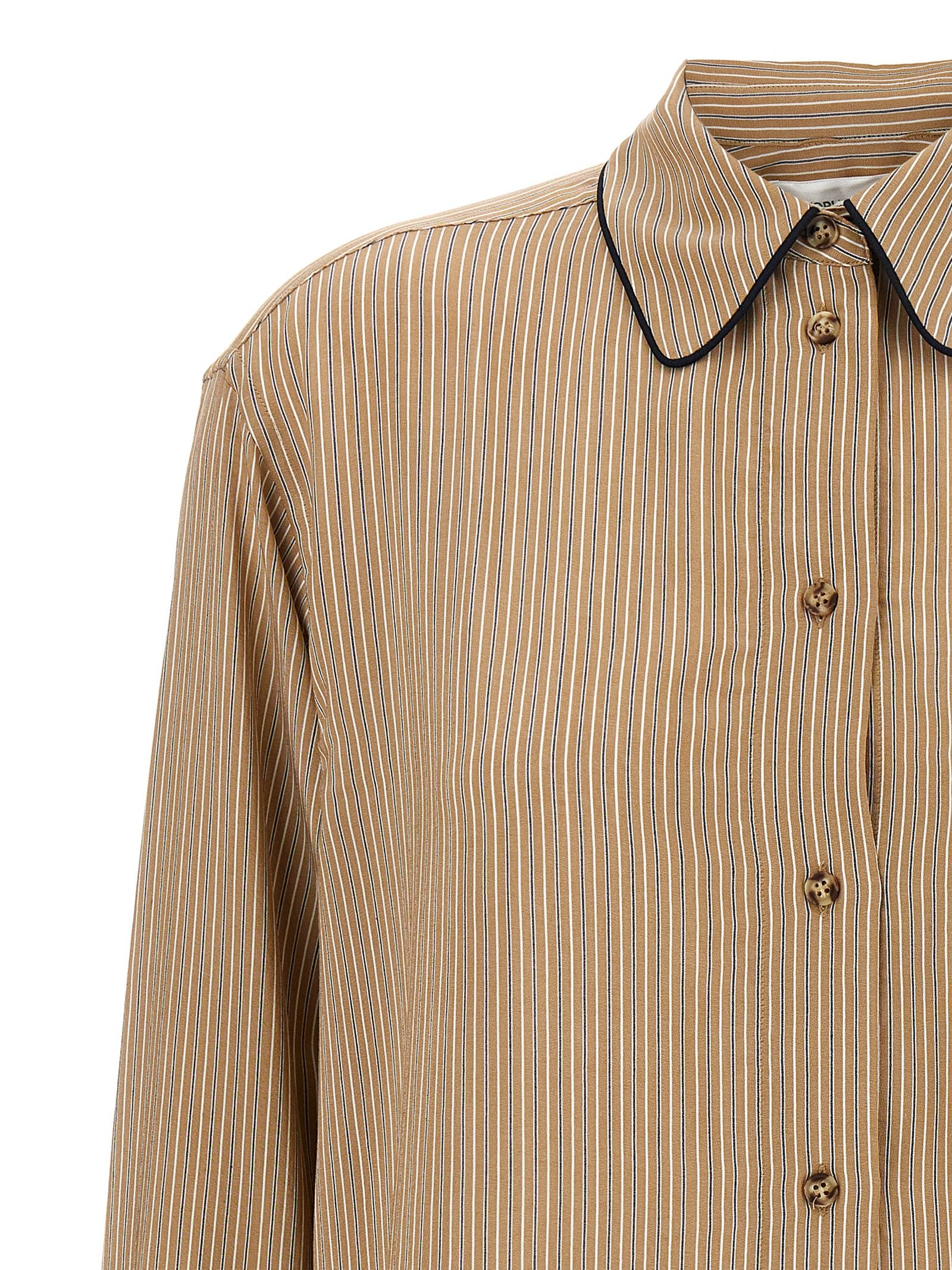 [VICTORIA BECKHAM] Shirts Long Sleeve SS25 1125WSH006013ATOBACCOMIDNIGHT
