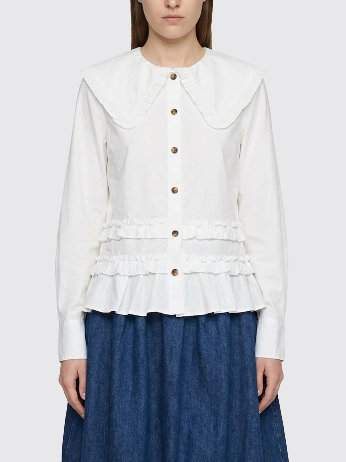 [GANNI] Shirts Long Sleeve SS26 A1040096 ZZ8