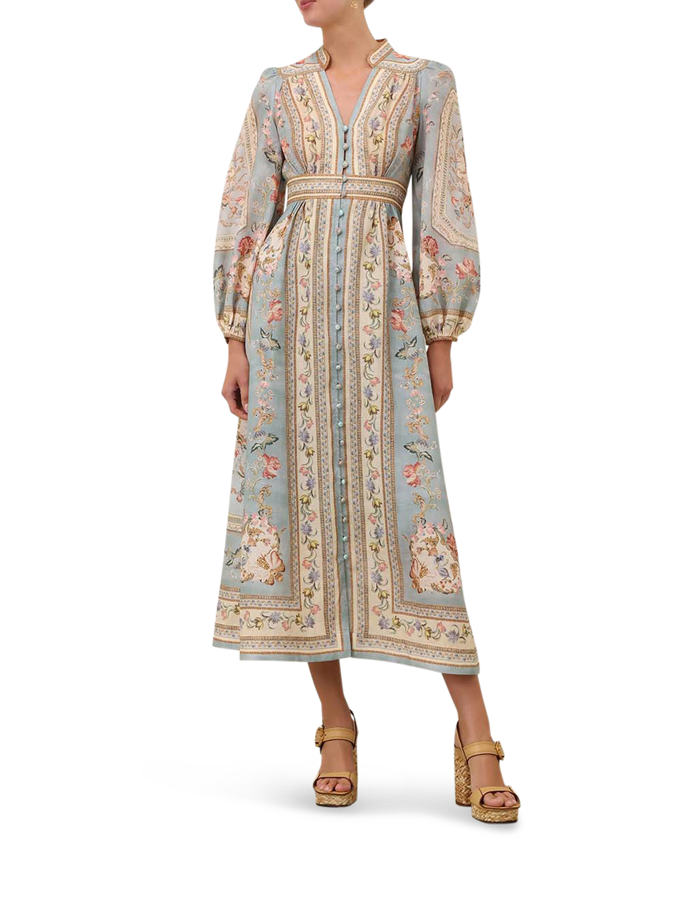 [Zimmermann] Long sleeve dress FW26 3501DSS264BTPF BLUE TAPESTRY FLORAL