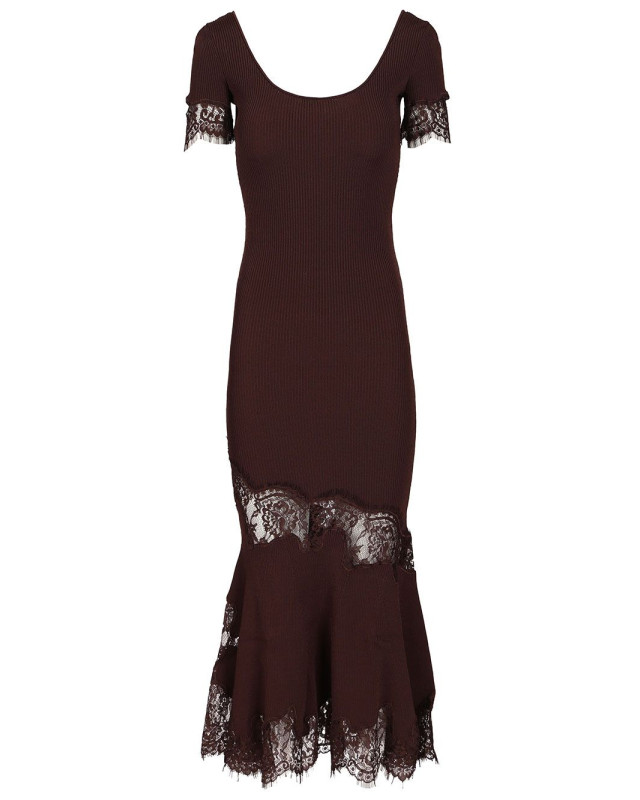 [Self-portrait] Short sleeve dress CO PF26-061M-BRBROWN