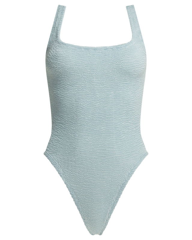 [Hunza G] Monokini SS26 SQUARE NECK SWIMMETALLIC CRINKLEMETALLIC ICE BLUE