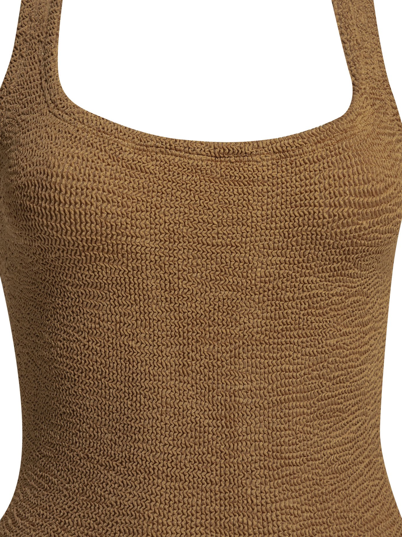 [Hunza G] Monokini SS26 SQUARE NECK SWIMMETALLIC CRINKLEMETALLIC COCOA