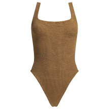 [Hunza G] Monokini SS26 SQUARE NECK SWIMMETALLIC CRINKLEMETALLIC COCOA