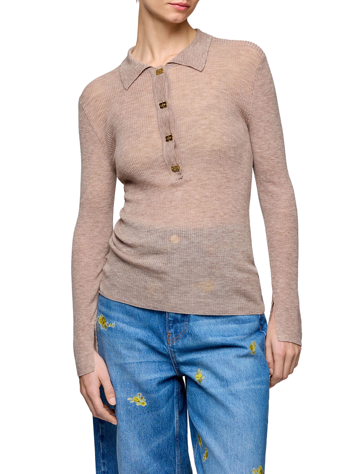[GANNI] T-shirts Long Sleeve SS26 A1070281883 SAFARI