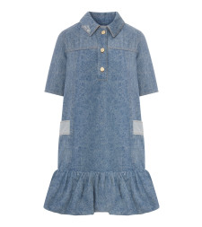 [GANNI] Short sleeve dress SS26 A1030482567 MID BLUE VINTAGE