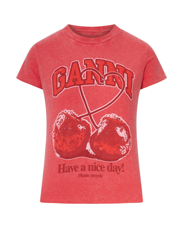 [GANNI] T-shirts Short Sleeve FW26 A1050205472 HIGH RISK RED
