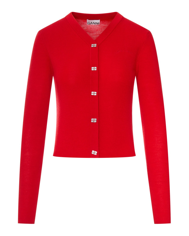 [GANNI] Cardigan FW26 A116001206P GOJI BERRY