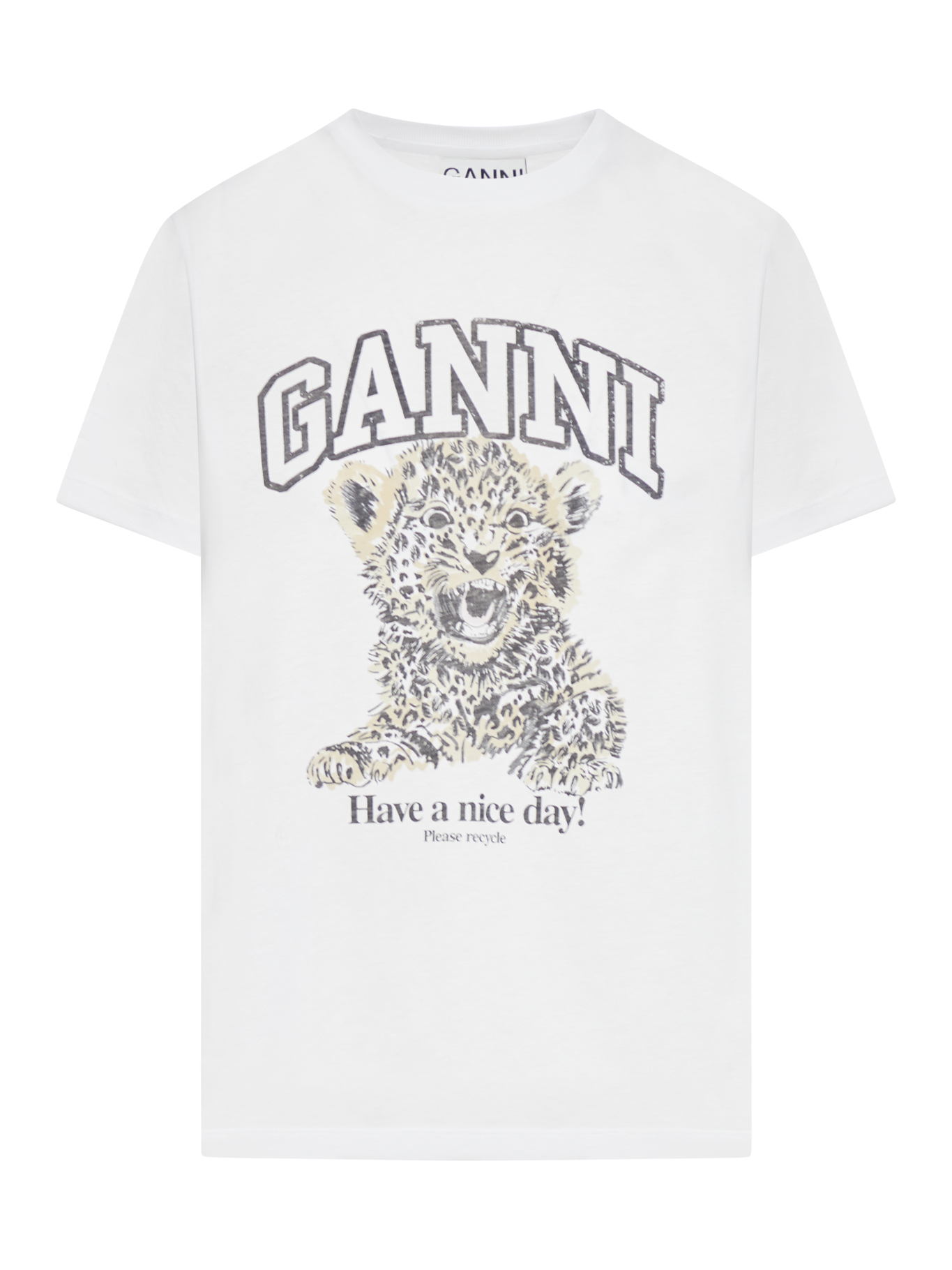 [GANNI] T-shirts Short Sleeve FW26 T4124943 LEOPARD