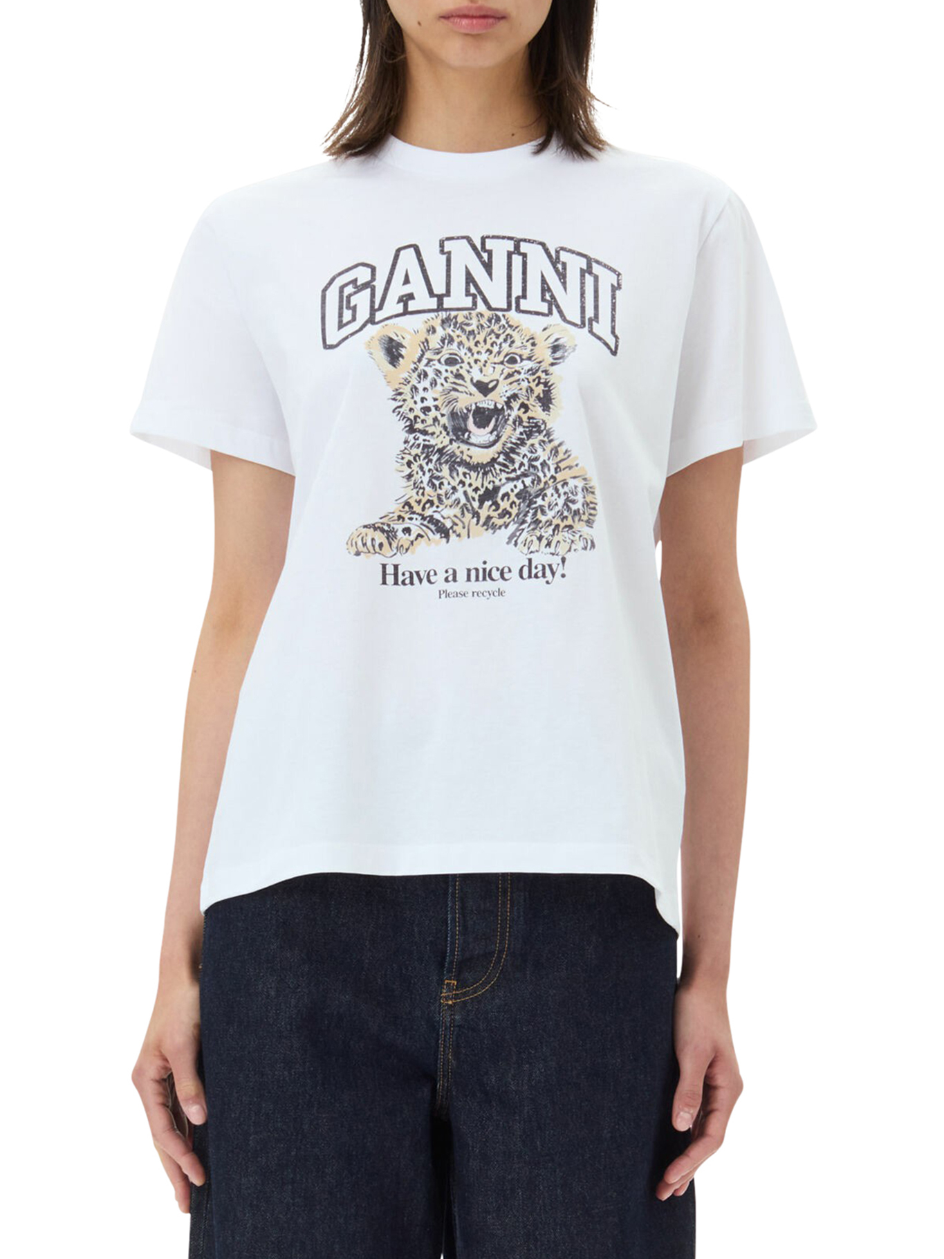 [GANNI] T-shirts Short Sleeve FW26 T4124943 LEOPARD