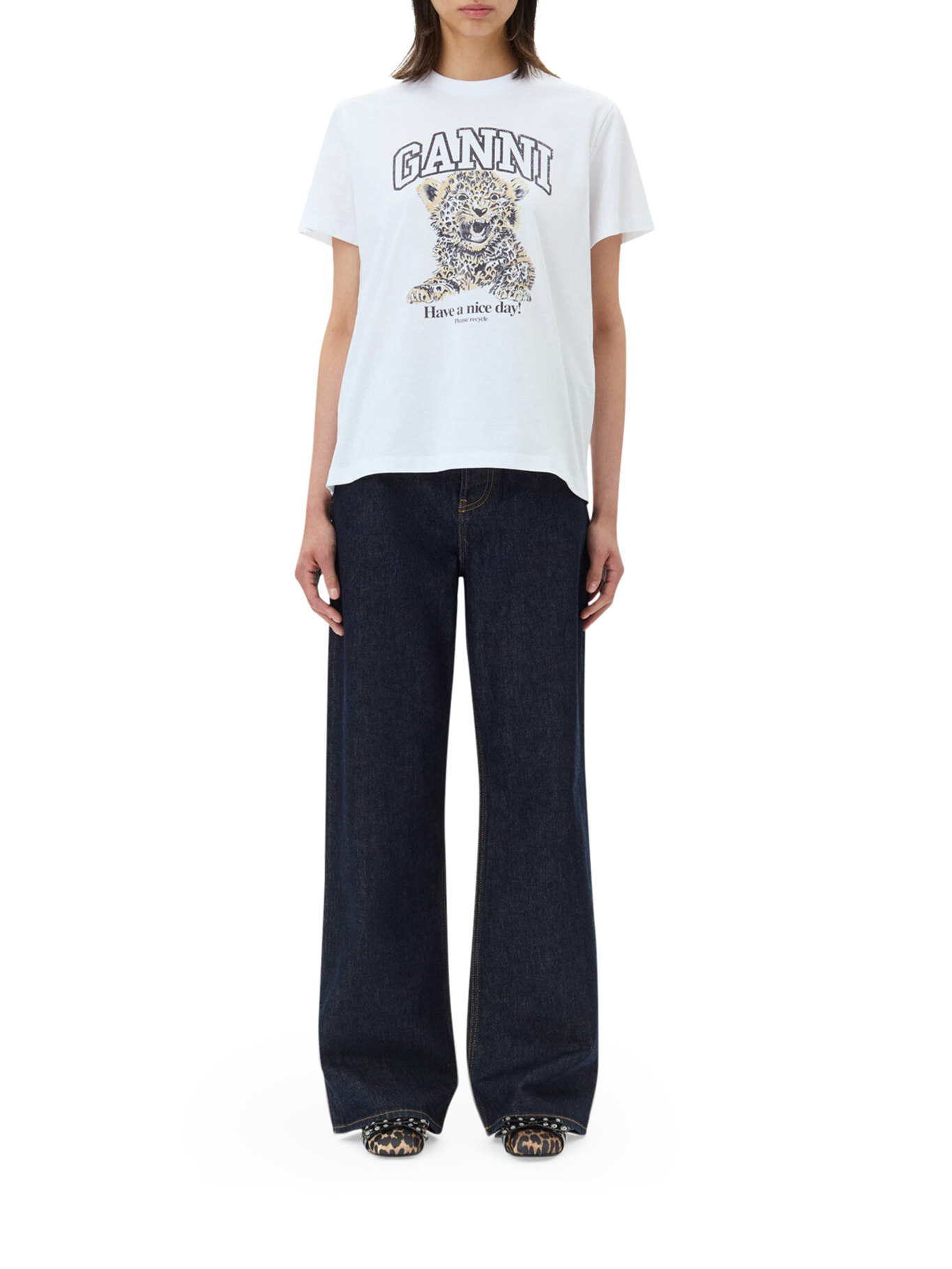 [GANNI] T-shirts Short Sleeve FW26 T4124943 LEOPARD