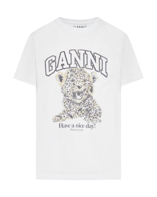 [GANNI] T-shirts Short Sleeve FW26 T4124943 LEOPARD