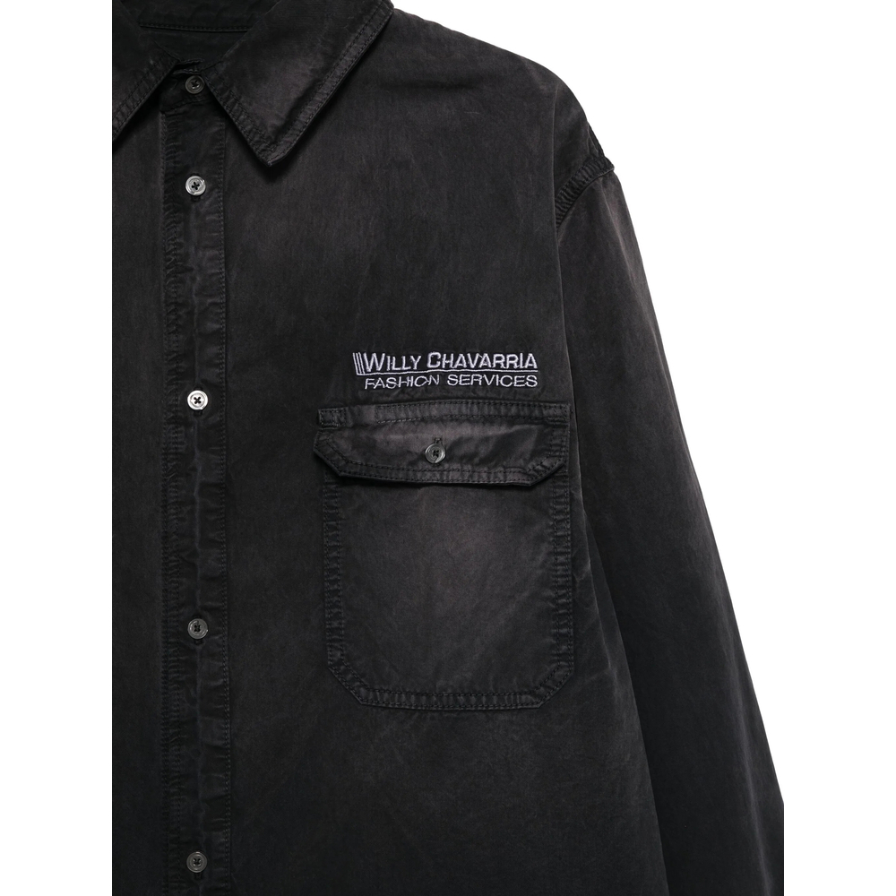 [Willy Chavarria] Shirts Long Sleeve FW25 WCSHT0026-001  BLACK