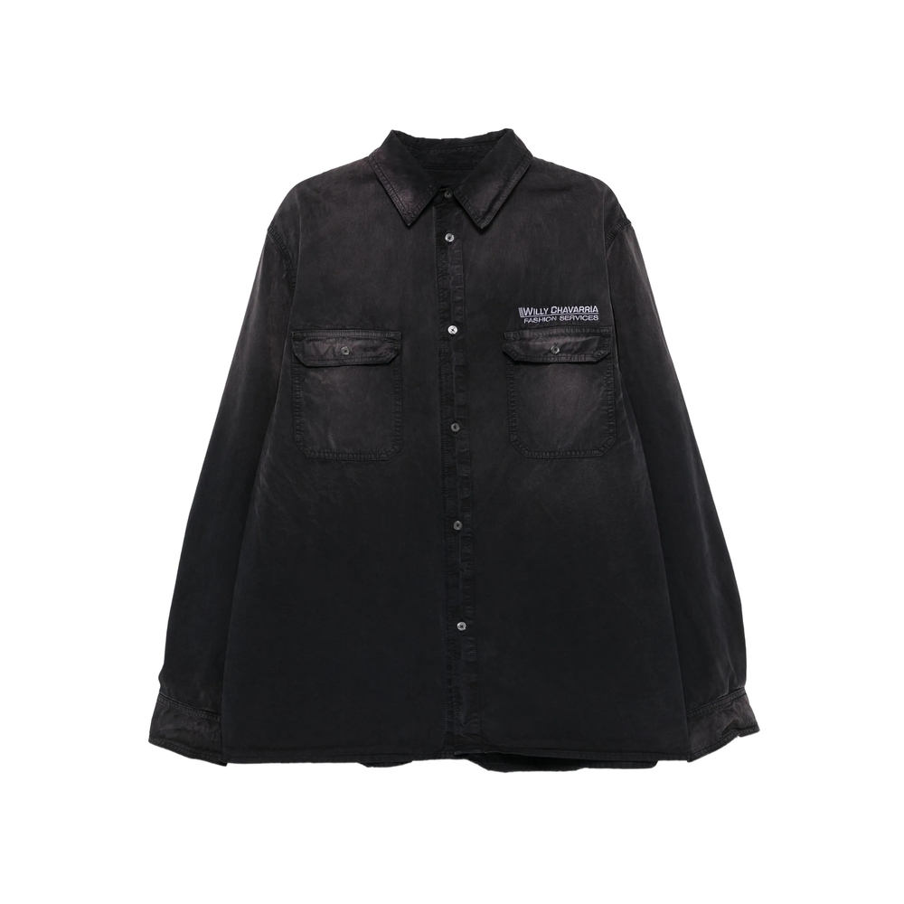 [Willy Chavarria] Shirts Long Sleeve FW25 WCSHT0026-001  BLACK
