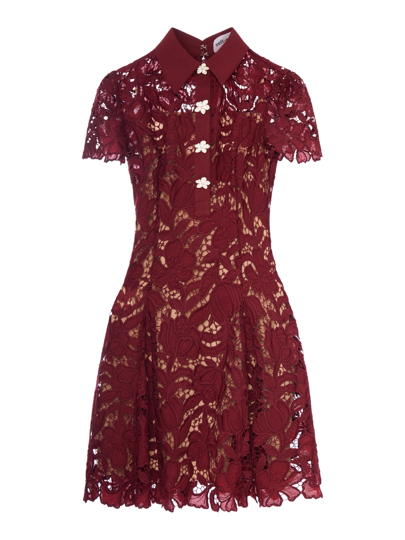 [Self-portrait] Short sleeve dress FW26 PF26111SABUBURGUNDY