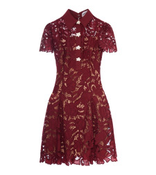[Self-portrait] Short sleeve dress FW26 PF26111SABUBURGUNDY