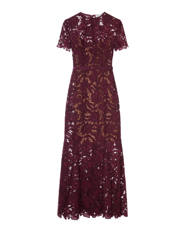 [Self-portrait] Short sleeve dress FW26 PF26107MBUBURGUNDY