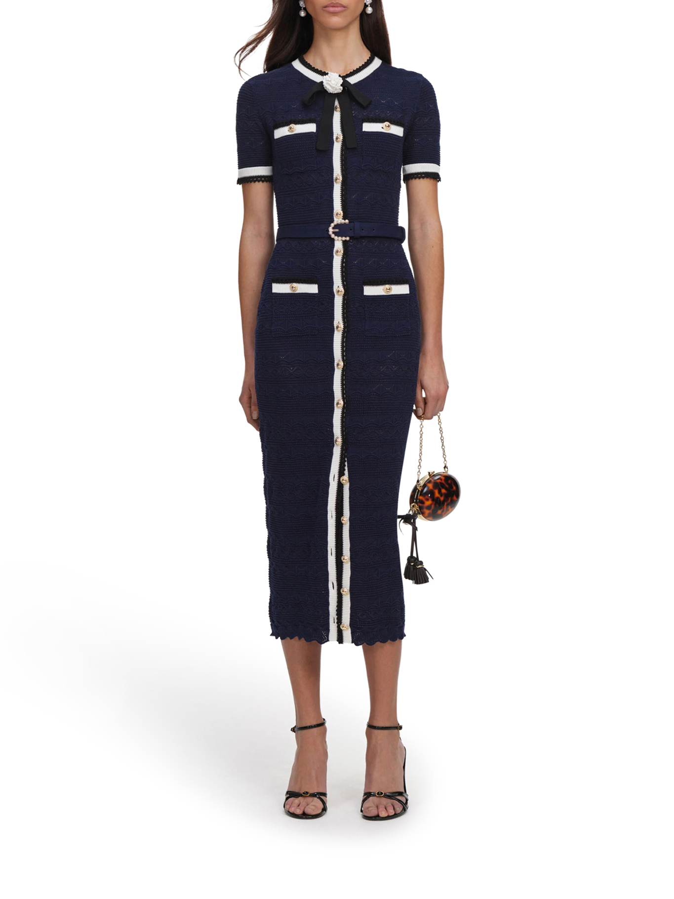 [Self-portrait] Short sleeve dress FW26 PF26072MANNAVY