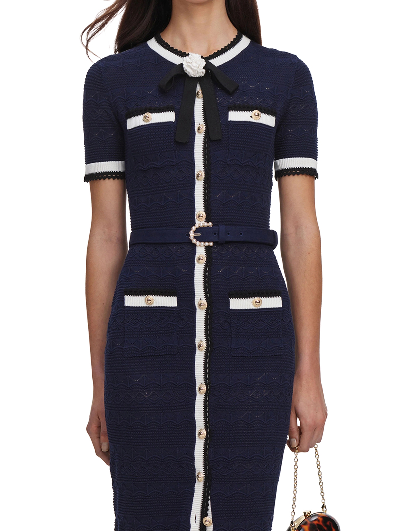 [Self-portrait] Short sleeve dress FW26 PF26072MANNAVY