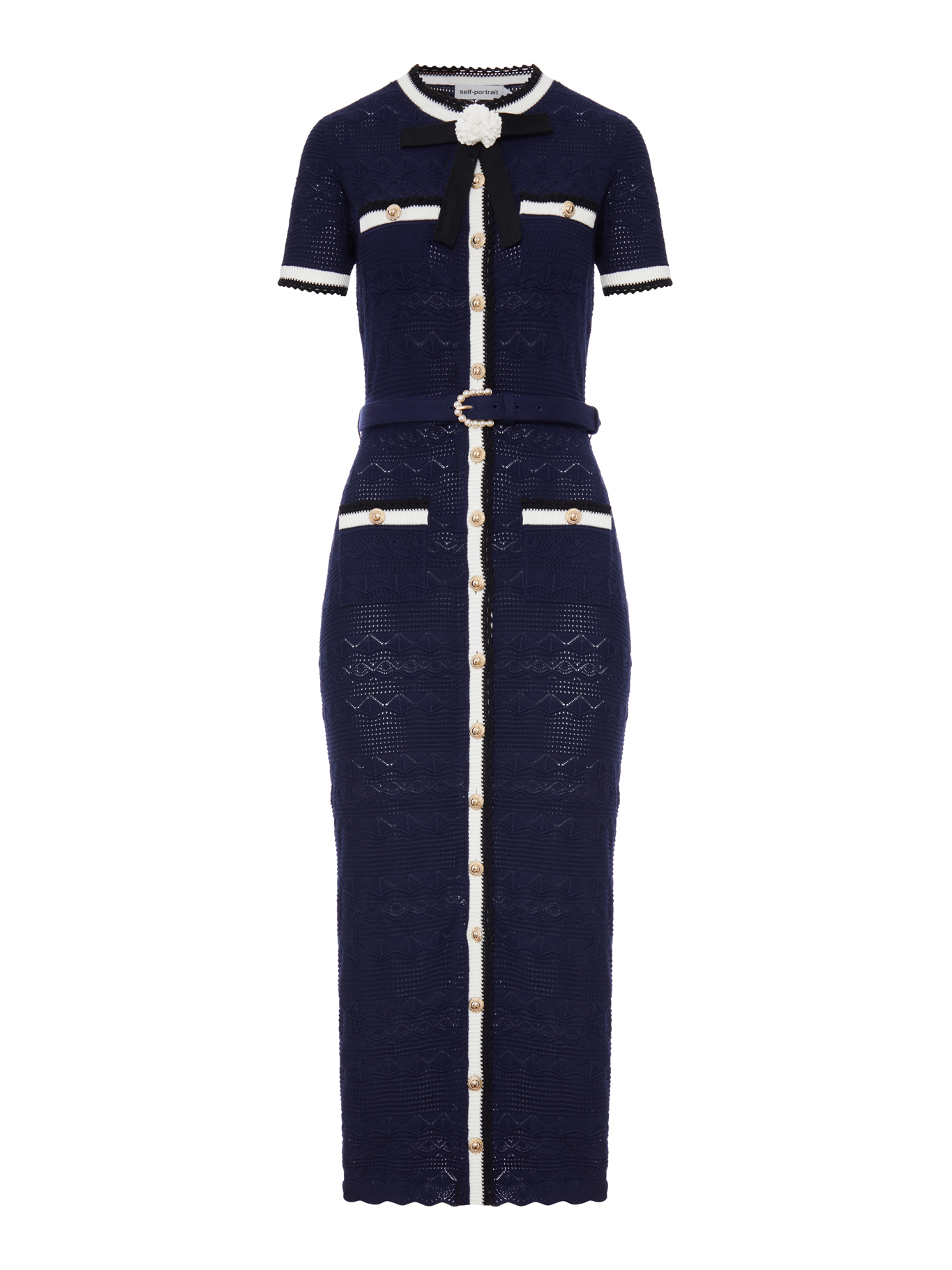 [Self-portrait] Short sleeve dress FW26 PF26072MANNAVY