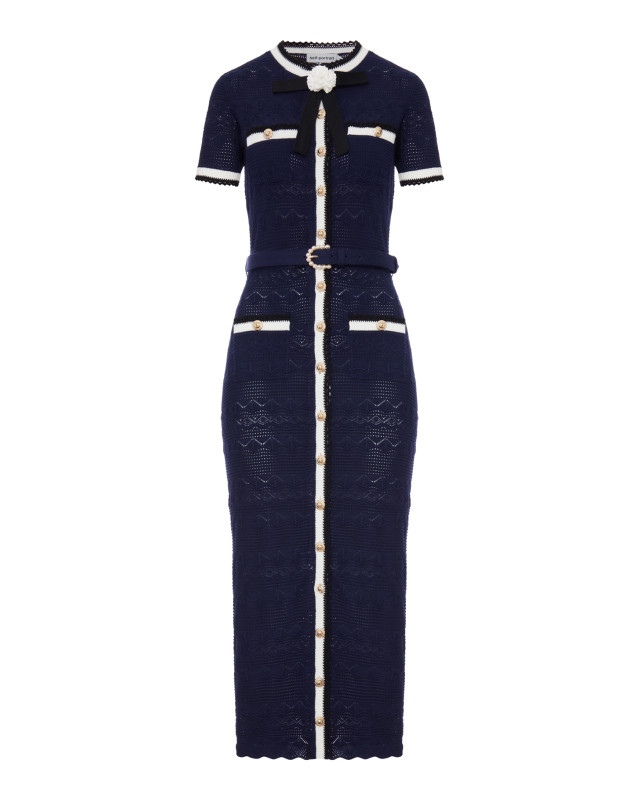 [Self-portrait] Short sleeve dress FW26 PF26072MANNAVY