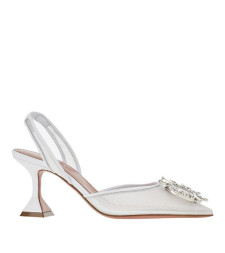 [Amina Muaddi] Sandals SS26 BEGUMMESHSLING70MESHWHITE-WHITE