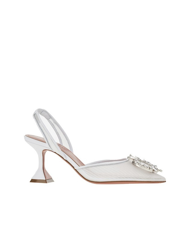 [Amina Muaddi] Sandals SS26 BEGUMMESHSLING70MESHWHITE-WHITE