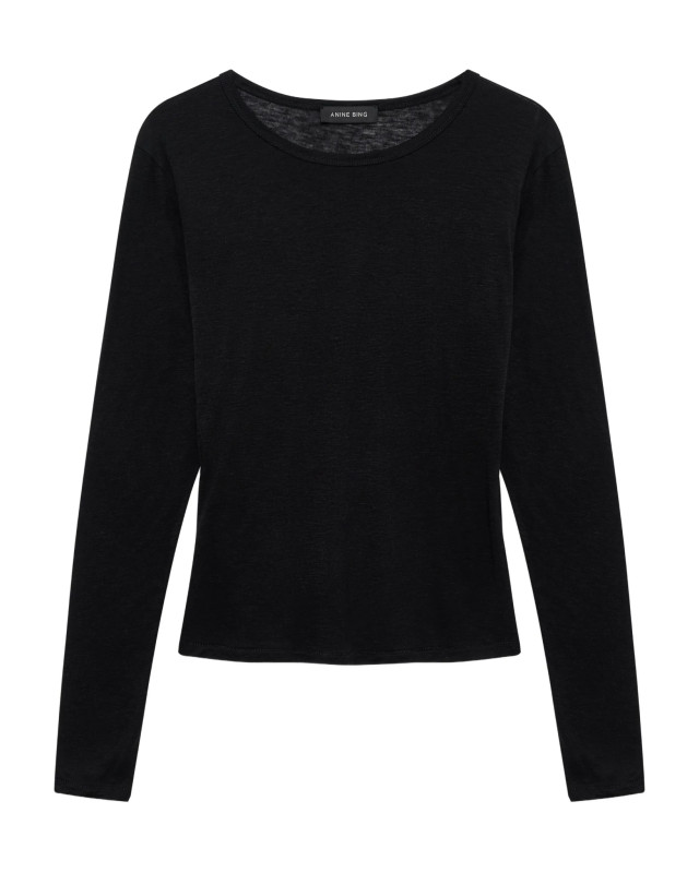 [Anine Bing] T-shirts Long Sleeve FW25 A0811501BLK26