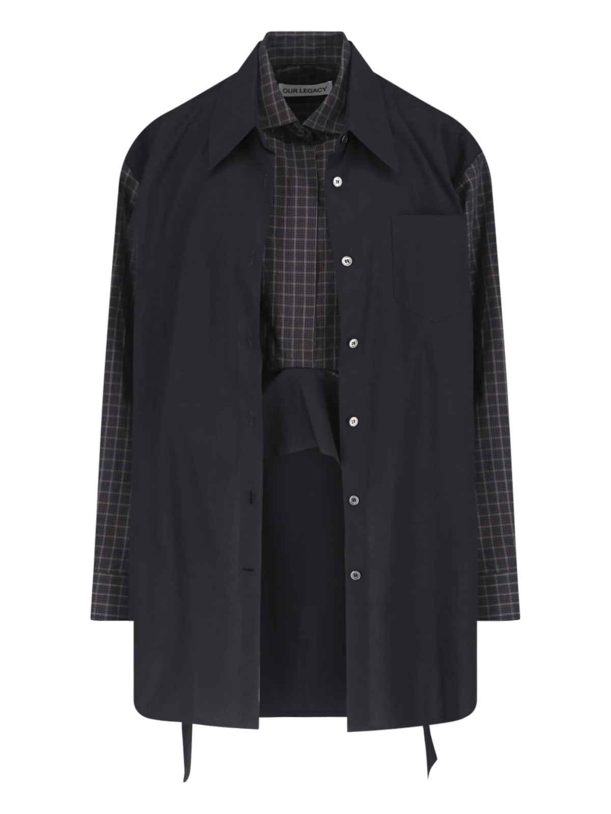 [Our Legacy] Shirts Long Sleeve FW25 W4252GBBLACK LIQUID POPLIN
