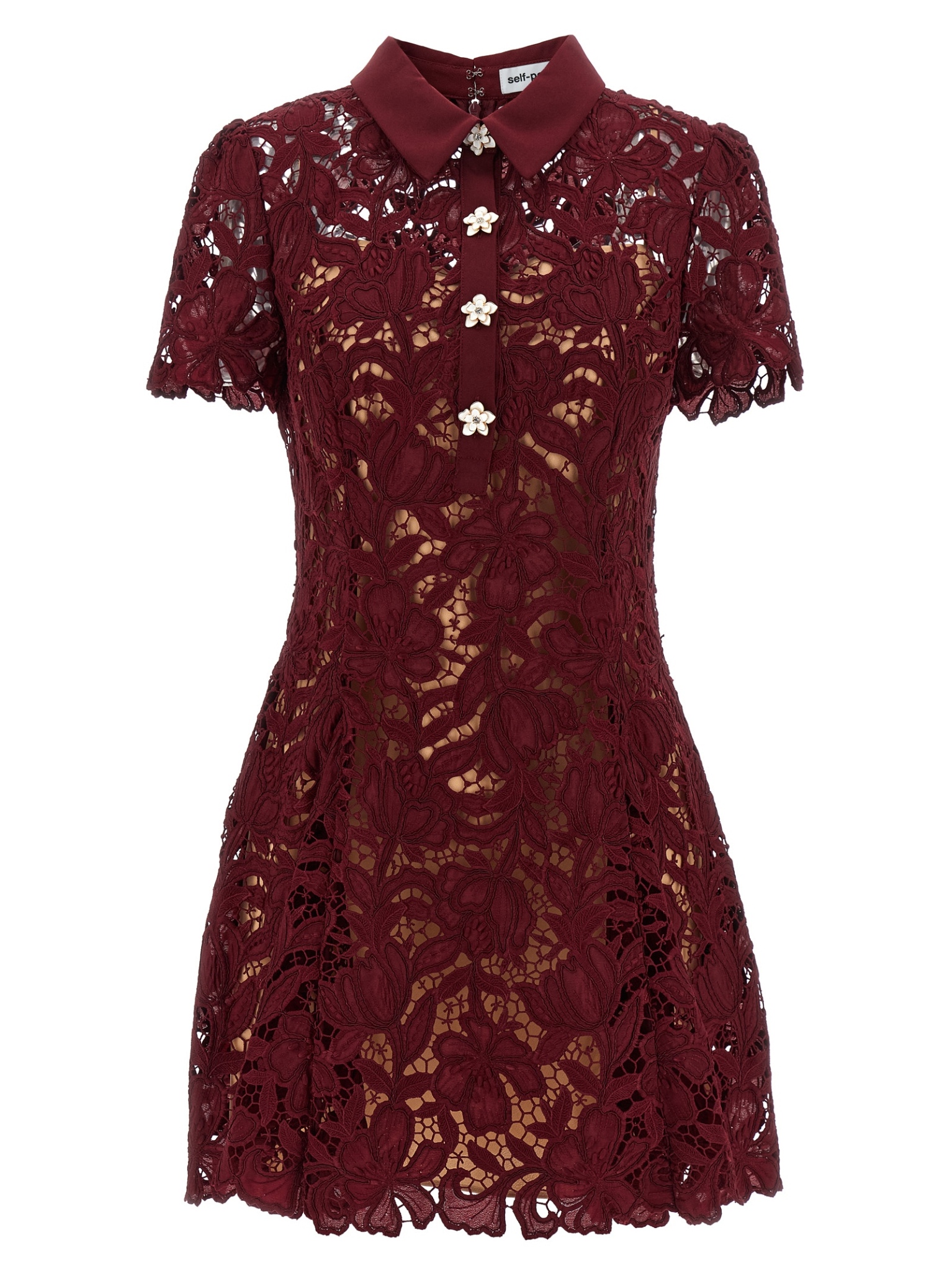 [SELF PORTRAIT] Short sleeve dress FW26 PF26111SABUBURGUNDY