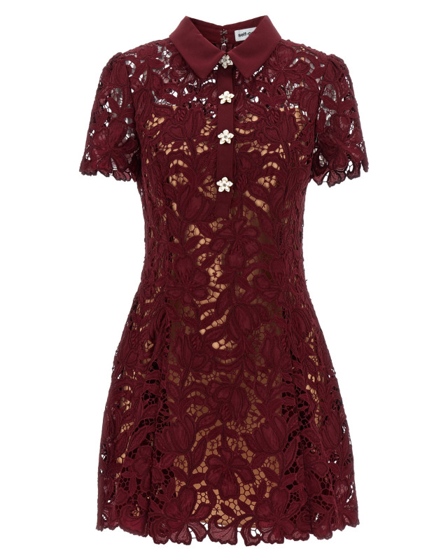 [SELF PORTRAIT] Short sleeve dress FW26 PF26111SABUBURGUNDY