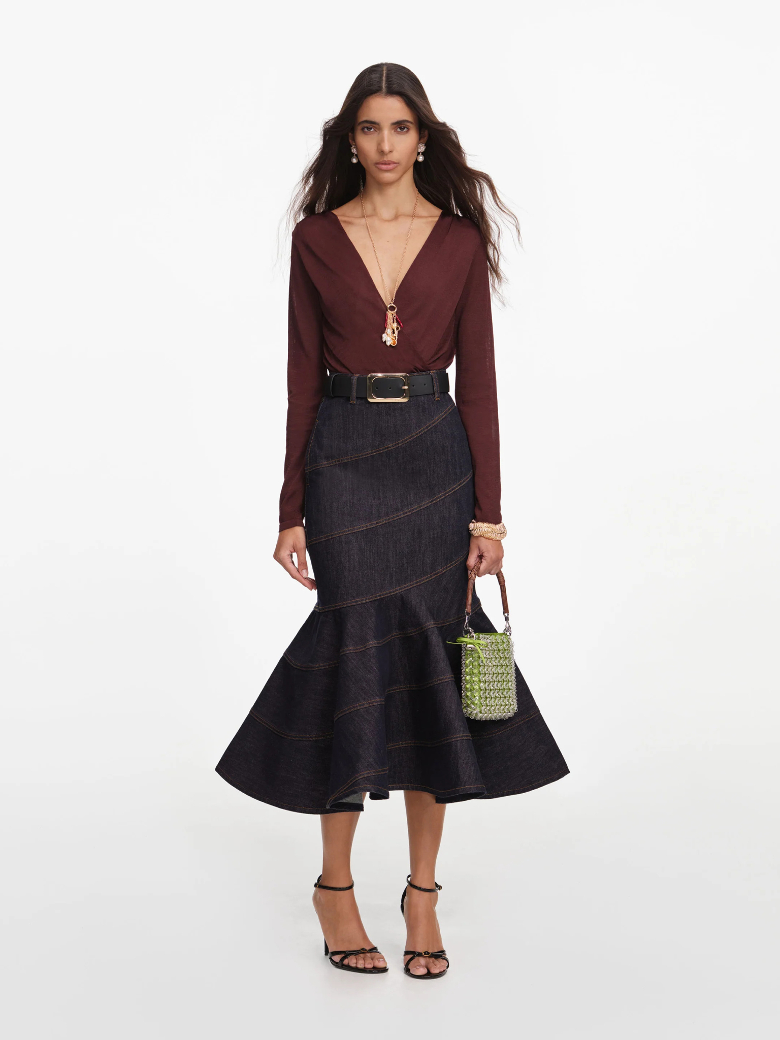 [SELF PORTRAIT] Long skirt FW26 PF26810MSKBLBLUE