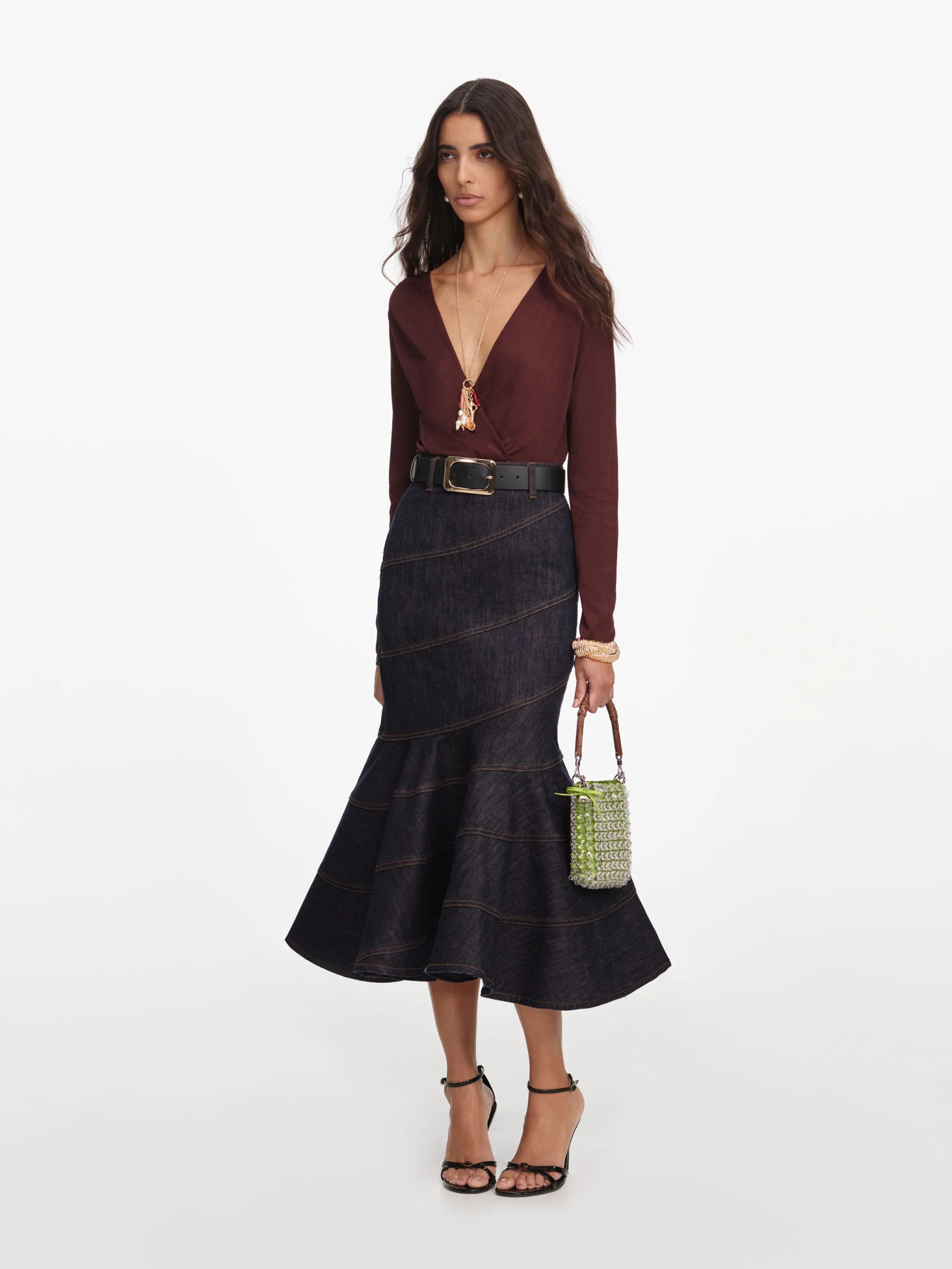 [SELF PORTRAIT] Long skirt FW26 PF26810MSKBLBLUE